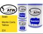Preview: Saab, Monte Carlo Yellow, 231: 500ml Lackdose + 500ml Klarlack + 250ml Härter - Set, von ATW Autoteile West.